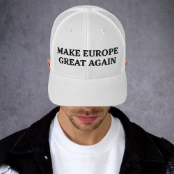 SOCIAL 001 MEGA Make Europe Great Again - Gorra trucker (letras negras)