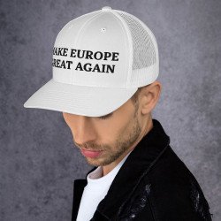 SOCIAL 001 MEGA Make Europe Great Again - Gorra trucker (letras negras)