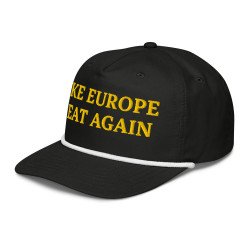 SOCIAL 001 MEGA Make Europe Great Again - Gorra de golf con cuerda (letras amarillas, bordado adelante y atrás)