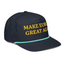 SOCIAL 001 MEGA Make Europe Great Again - Gorra de golf con cuerda (letras amarillas, bordado adelante y atrás)