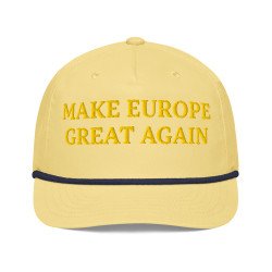 SOCIAL 001 MEGA Make Europe Great Again - Gorra de golf con cuerda (letras amarillas, bordado adelante y atrás)