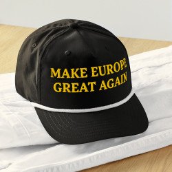 SOCIAL 001 MEGA Make Europe Great Again - Gorra de golf con cuerda (letras amarillas, bordado adelante y atrás)