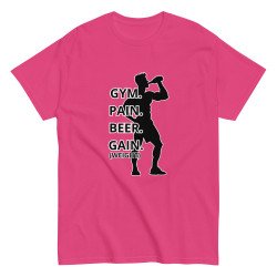GYMRAT 009 Gym, Pain, beer, Gain (Weight) - Camiseta clásica unisex