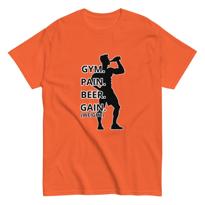 GYMRAT 009 Gym, Pain, beer, Gain (Weight) - Camiseta clásica unisex