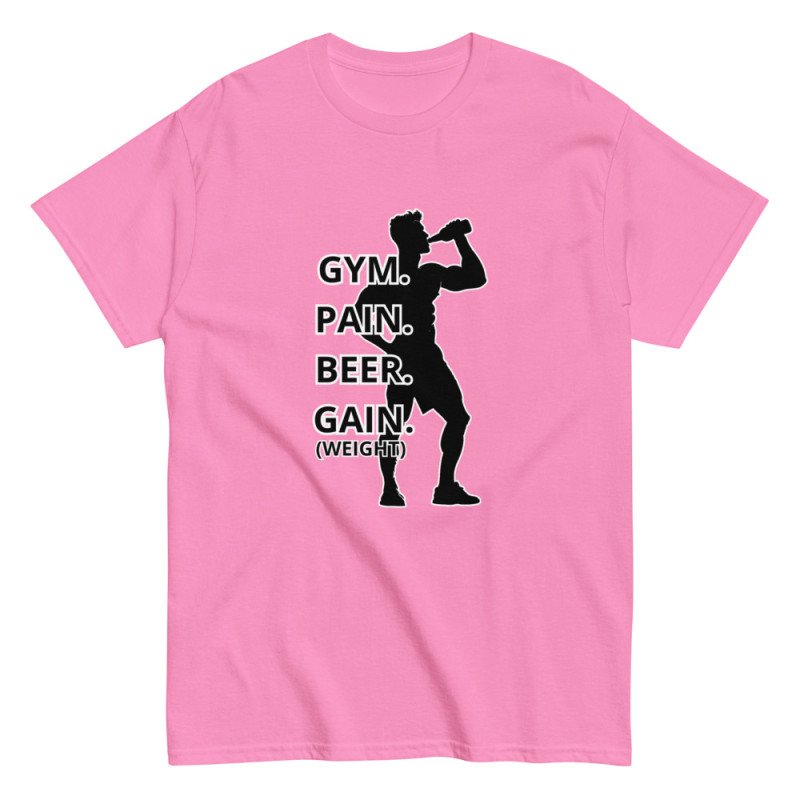 GYMRAT 009 Gym, Pain, beer, Gain (Weight) - Camiseta clásica unisex